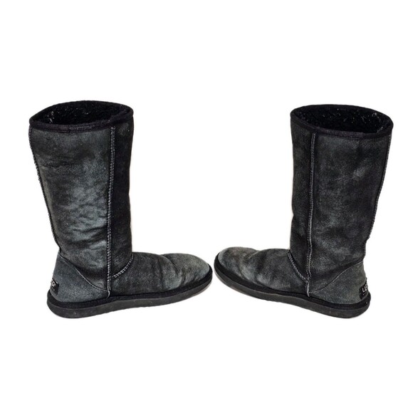 UGG Australia Boots Women's Classic Tall Boots Black Size 7 Leather Sheepskin - Picture 4 of 14